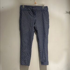Blue and White Patterned Dressy Pants